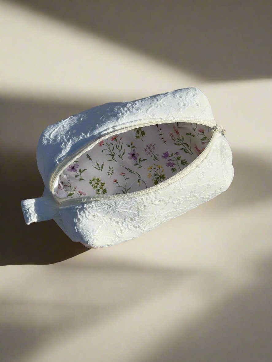 White Embroidery Pouch